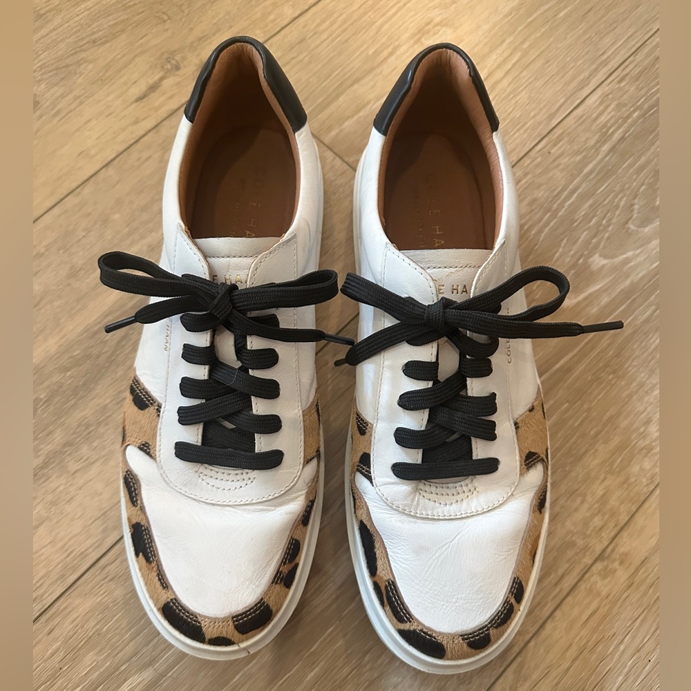 Women’s Cole Haan White/Black Sneakers w animal print- 11